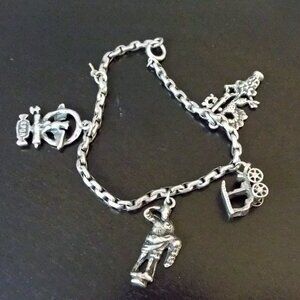 VINT. "SPQR" STERLING CHARM BRACELET W/ ITALIAN SYMBOLS BRACELET 45